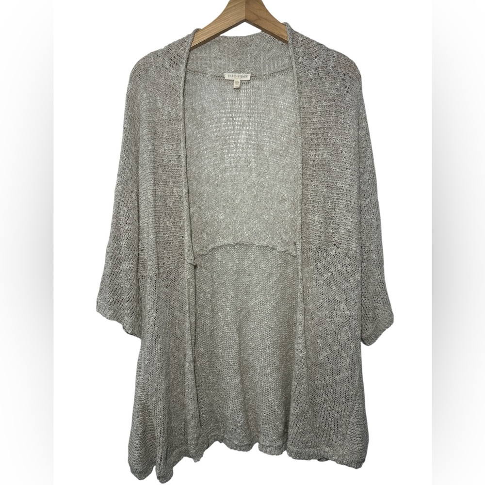 Eileen Fisher Cream Open Knit Linen Cardigan